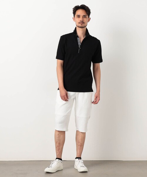 Black&White SPORT ポロシャツ 幾何学模様 M NICOLE CLUB FOR MEN（ニコルクラブフォーメン） ポロシャツ 半袖