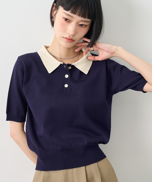NOGLE ポロシャツ ポロ 「NOGLE/ノグル」バイカラー半袖ポロニット