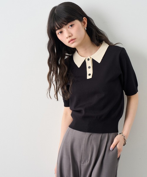 NOGLE ポロシャツ ポロ 「NOGLE/ノグル」バイカラー半袖ポロニット