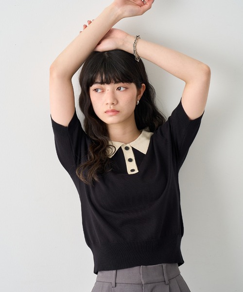 NOGLE ポロシャツ ポロ 「NOGLE/ノグル」バイカラー半袖ポロニット