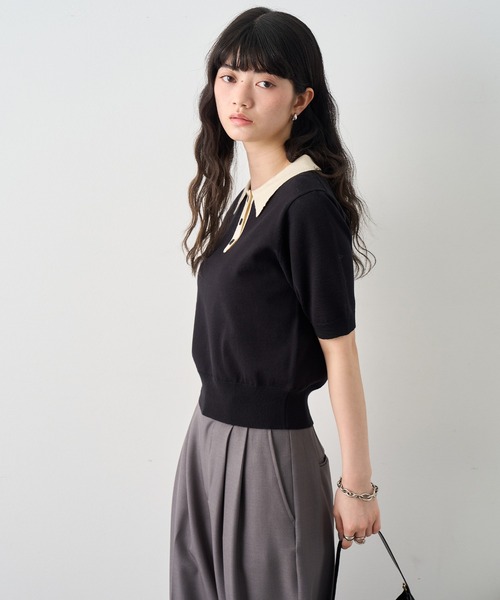NOGLE ポロシャツ ポロ 「NOGLE/ノグル」バイカラー半袖ポロニット