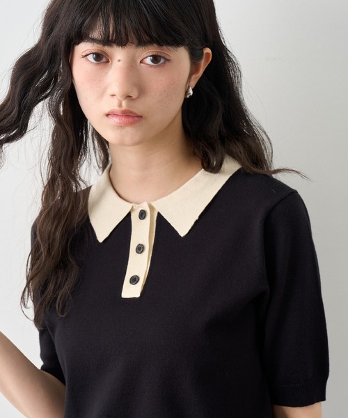 NOGLE ポロシャツ ポロ 「NOGLE/ノグル」バイカラー半袖ポロニット