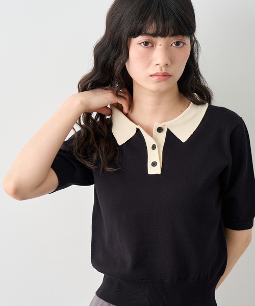 NOGLE ポロシャツ ポロ 「NOGLE/ノグル」バイカラー半袖ポロニット