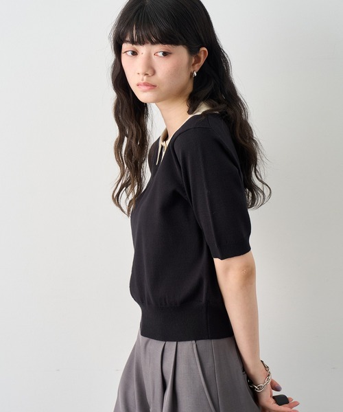 NOGLE ポロシャツ ポロ 「NOGLE/ノグル」バイカラー半袖ポロニット