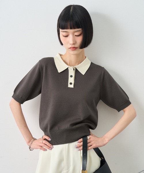NOGLE ポロシャツ ポロ 「NOGLE/ノグル」バイカラー半袖ポロニット
