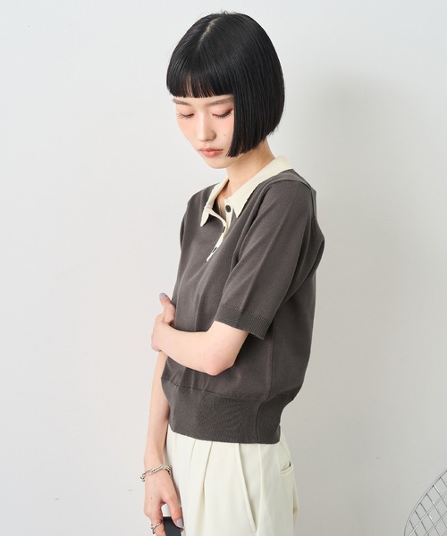 NOGLE ポロシャツ ポロ 「NOGLE/ノグル」バイカラー半袖ポロニット