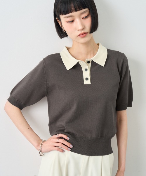NOGLE ポロシャツ ポロ 「NOGLE/ノグル」バイカラー半袖ポロニット