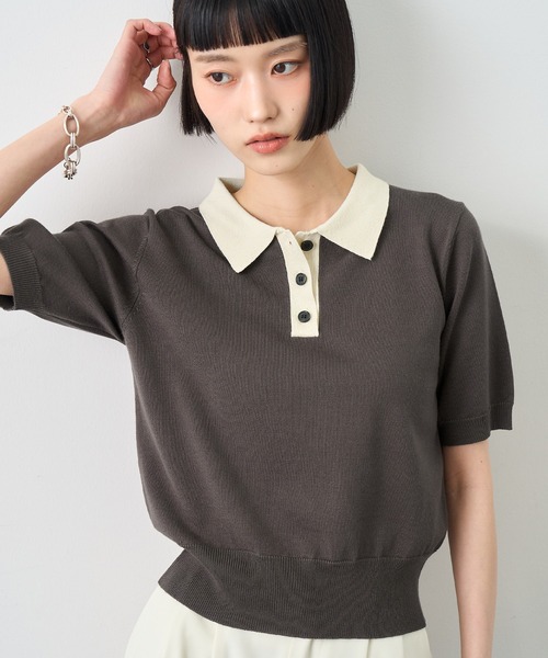 NOGLE ポロシャツ ポロ 「NOGLE/ノグル」バイカラー半袖ポロニット