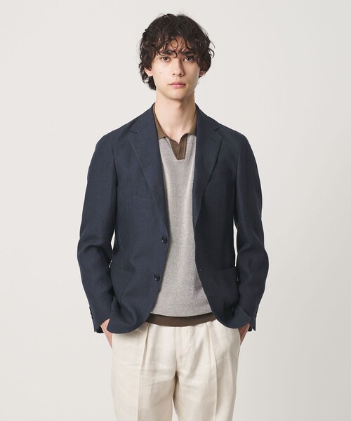 ユナイテッドアローズ リネン100 LIBECO アンコンジャケット 濃紺 M UNITED ARROWS（ユナイテッドアローズ） ジャケット テーラード