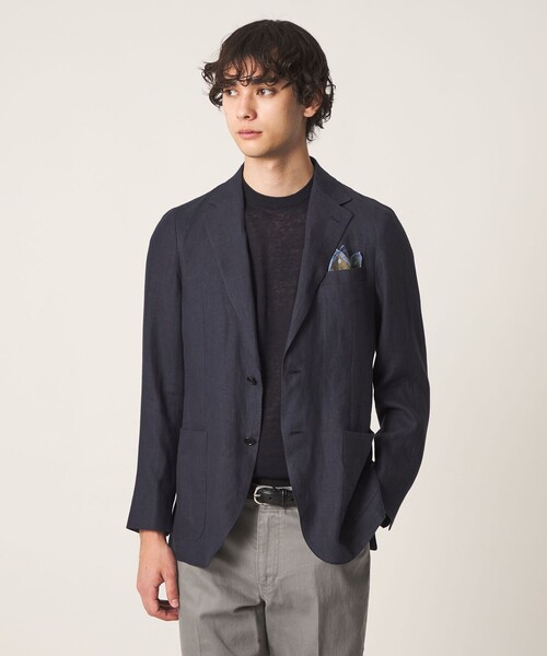 ユナイテッドアローズ リネン100 LIBECO アンコンジャケット 濃紺 M UNITED ARROWS（ユナイテッドアローズ） ジャケット テーラード