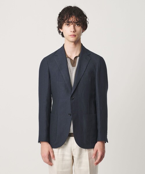 ユナイテッドアローズ リネン100 LIBECO アンコンジャケット 濃紺 M UNITED ARROWS（ユナイテッドアローズ） ジャケット テーラード