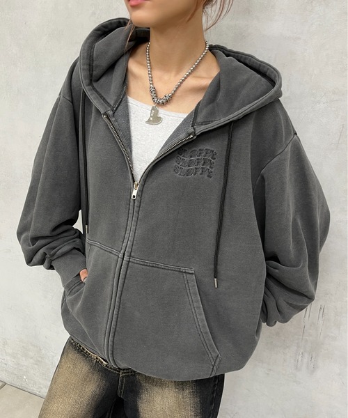 「WHO'S WHO gallery」 ジップアップパーカー FREE ネイビー レディース_画像3