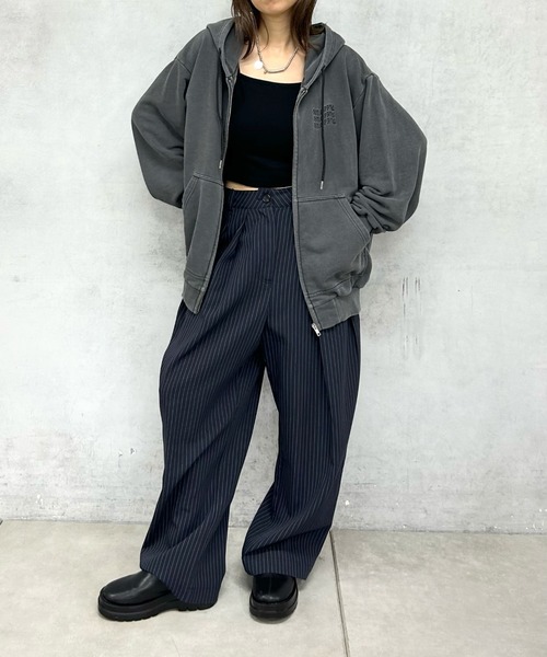 「WHO'S WHO gallery」 ジップアップパーカー FREE ネイビー レディース_画像7