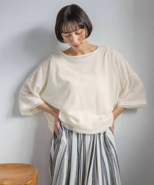 ニット セーター 「natural by clip」「SETアイテム」１２Ｇレイヤープルオーバー レディースの画像