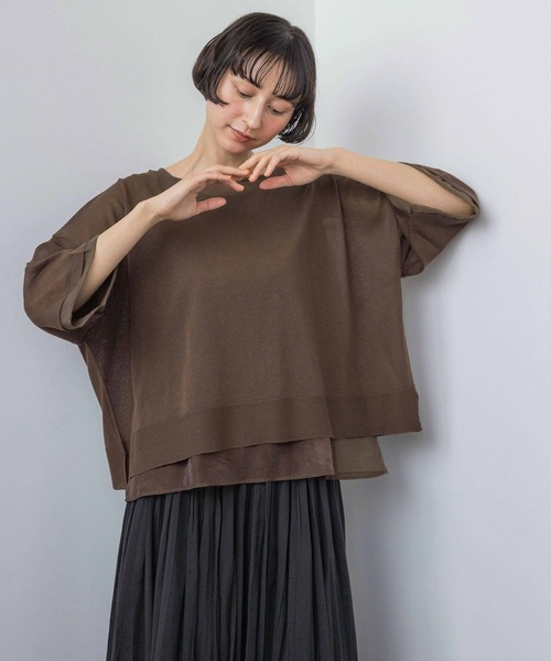 ニット セーター 「natural by clip」「SETアイテム」１２Ｇレイヤープルオーバー レディースの画像