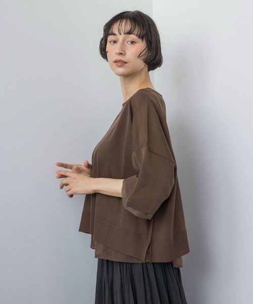 ニット セーター 「natural by clip」「SETアイテム」１２Ｇレイヤープルオーバー レディースの画像