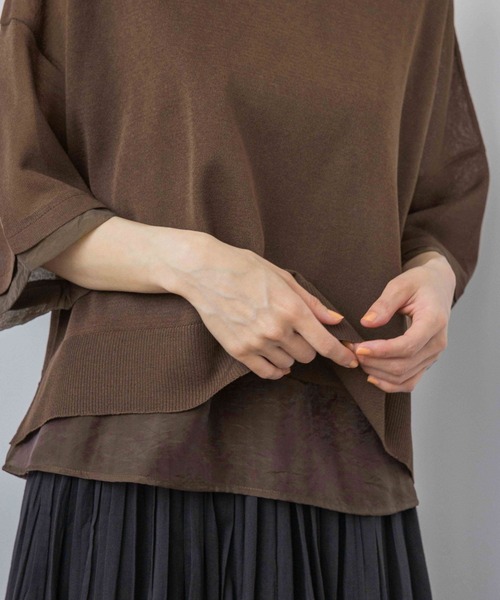 ニット セーター 「natural by clip」「SETアイテム」１２Ｇレイヤープルオーバー レディースの画像