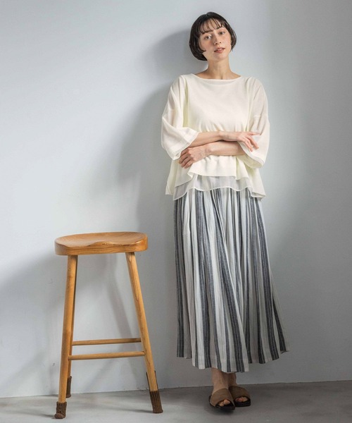 ニット セーター 「natural by clip」「SETアイテム」１２Ｇレイヤープルオーバー レディースの画像