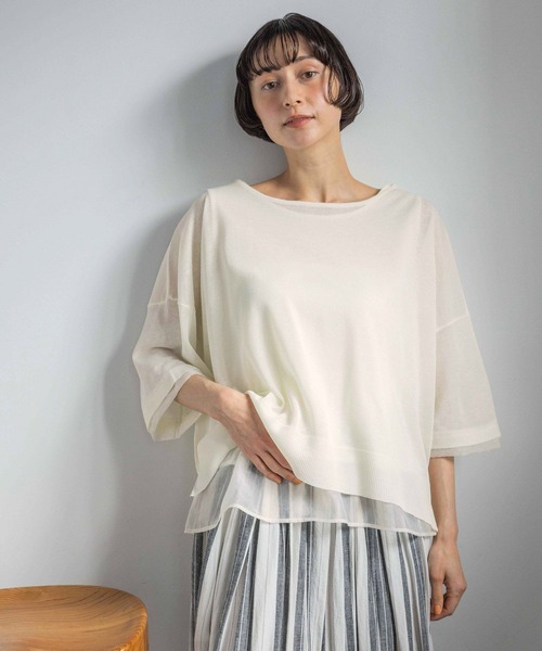 ニット セーター 「natural by clip」「SETアイテム」１２Ｇレイヤープルオーバー レディースの画像