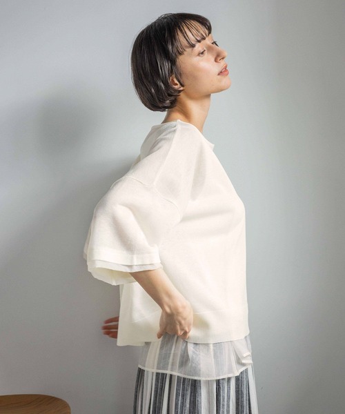 ニット セーター 「natural by clip」「SETアイテム」１２Ｇレイヤープルオーバー レディースの画像