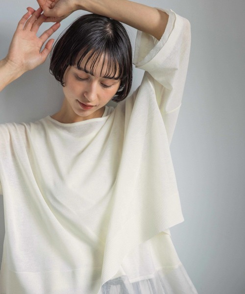 ニット セーター 「natural by clip」「SETアイテム」１２Ｇレイヤープルオーバー レディースの画像
