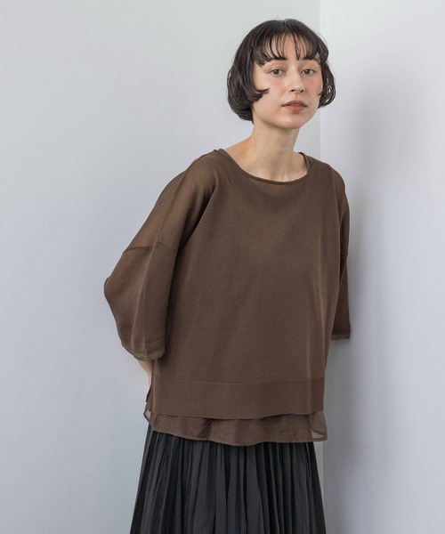 ニット セーター 「natural by clip」「SETアイテム」１２Ｇレイヤープルオーバー レディースの画像
