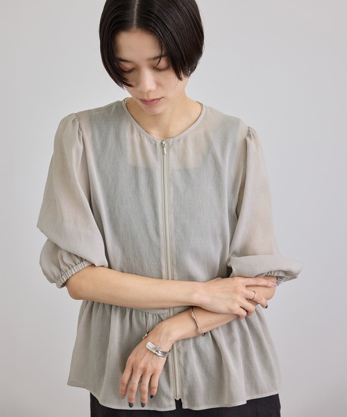 ブラウス シャツ リネンライクシアージップアップシャツ レディース | SALON adam et rope' | 15