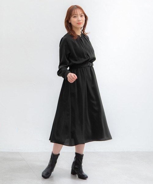 「Honeys」 「GLACIER」長袖ワンピース LL グレイッシュベージュ レディース_画像2