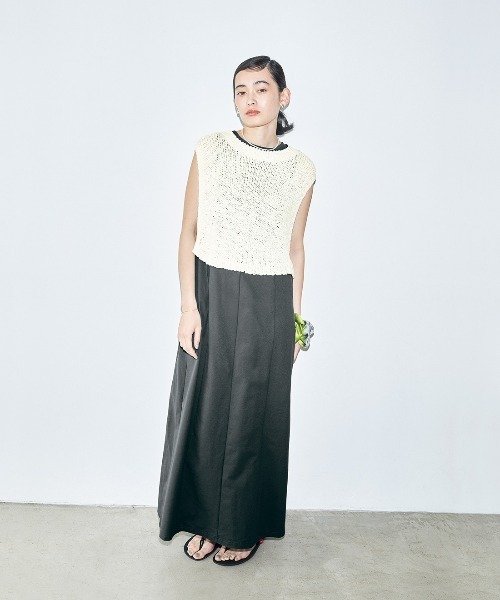 「MEDE19F」 ノースリーブワンピース M ダークグレー レディース_画像2