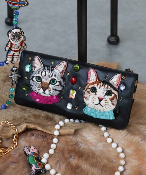 長財布 財布 「tamaoworld」Two cats and bijoux レディース