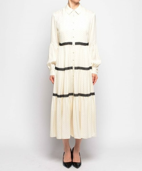 「LOULOU WILLOUGHBY」 長袖ワンピース 2 オフホワイト レディース_画像6