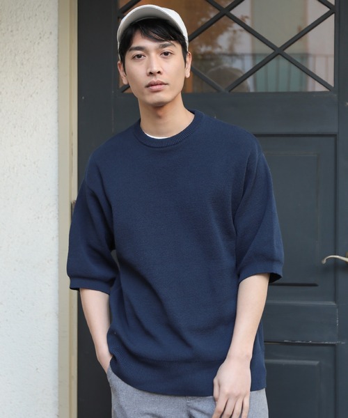 日本製 バーバリー 廃盤 サマーニット L メンズ ボーダーTシャツTY1745 ビッグシルエットTシャツ（ボーダー）