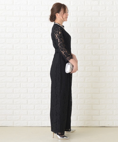 Lace Ladies パンツドレス 花柄レースオールインワン・パンツ