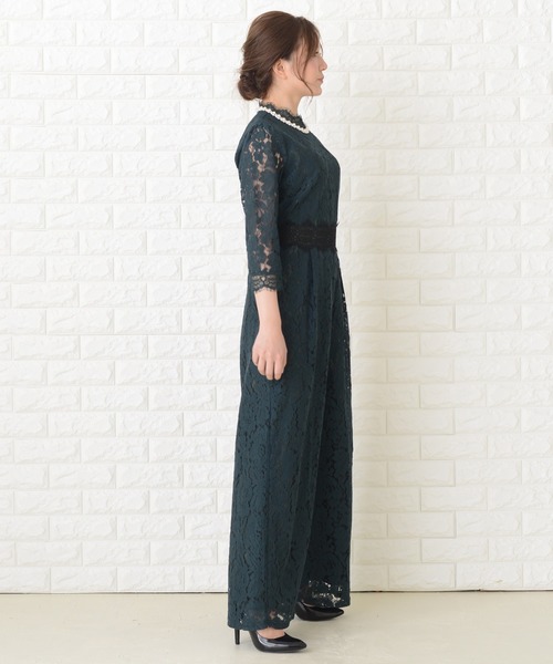 Lace Ladies パンツドレス 花柄レースオールインワン・パンツ