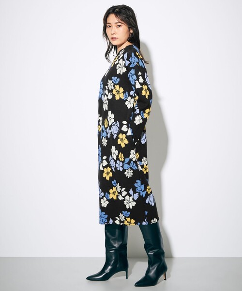 GRACE CONTINENTAL ワンピース マルチフラワーJQニットワンピース 