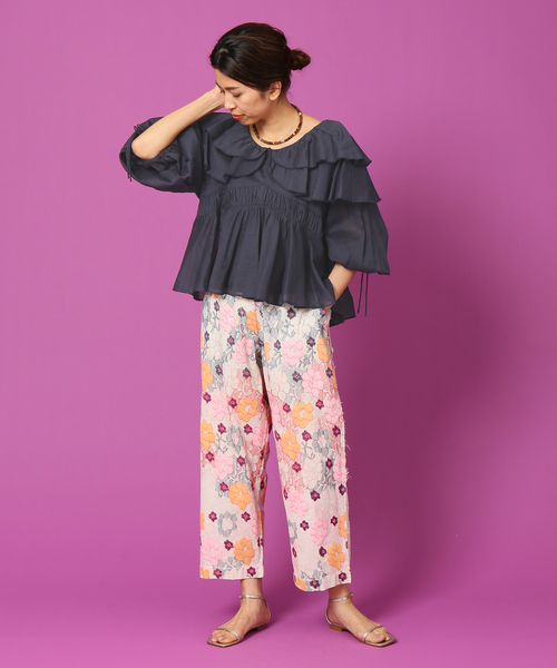 IENA LA BOUCLE ダブルカラーブラウス IENA LA BOUCLE シャツ ブラウス 麻ダブルカラーブラウス