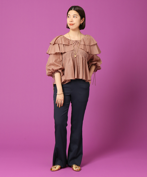 IENA LA BOUCLE シャツ ブラウス 麻ダブルカラーブラウス