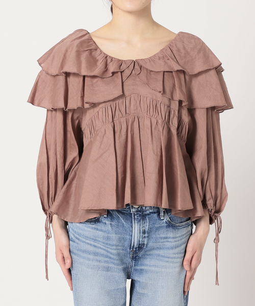 IENA LA BOUCLE ダブルカラーブラウス IENA LA BOUCLE シャツ ブラウス 麻ダブルカラーブラウス