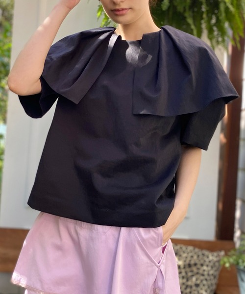 極美品✨定価１.１万❤️　黒　洗える　コットン サテン フリル カラー ブラウス ブラウス シャツ コットンサテンブラウス レディース : ZOZOTOWN