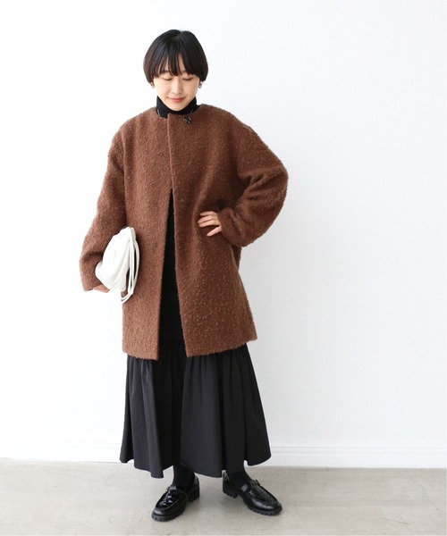 IENA ノーカラーコート　36 IENA 「IENA」 ノーカラーコート 36 ブラック レディース