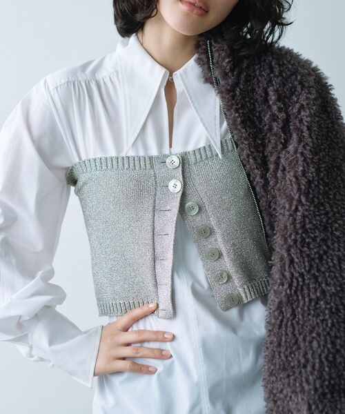 ニット セーター lame knit bustier レディース