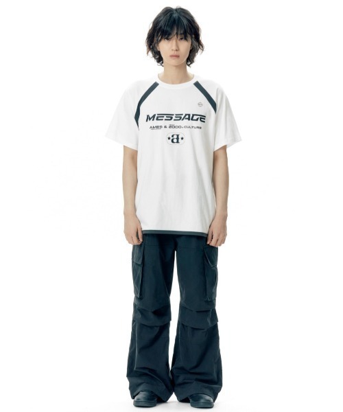★AMES-WORLDWIDE★LOGO TYPO RAGLAN SWEATSHIRT PINK★正規品 AMESーWORLDWIDE tシャツ A'GEM/9 × .kom 「AMES WORLDWIDE