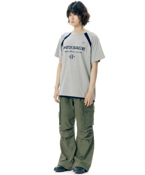 ★AMES-WORLDWIDE★COLLAR TRACK LINE SWEATSHIRT CHA★正規品 AMESーWORLDWIDE tシャツ A'GEM/9 × .kom 「AMES WORLDWIDE