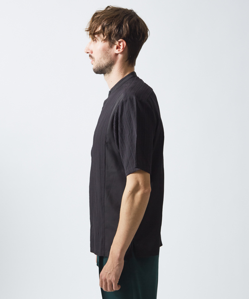5351 POUR LES HOMMES シャツ 半袖 楊柳バンドカラー 半袖シャツ