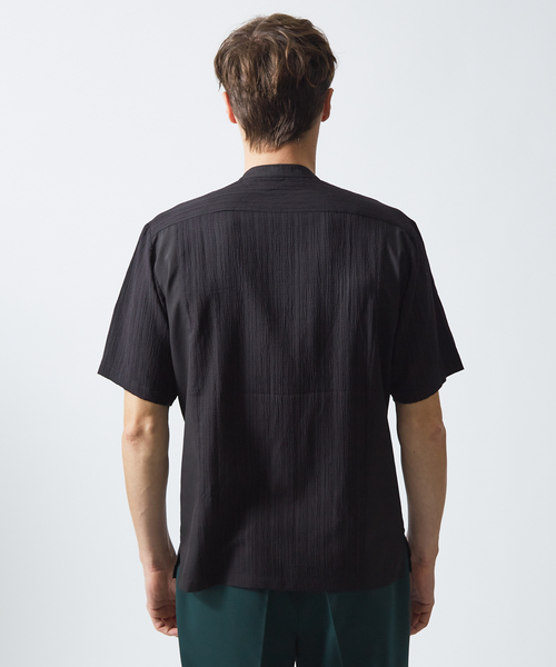 5351 POUR LES HOMMES シャツ 半袖 楊柳バンドカラー 半袖シャツ