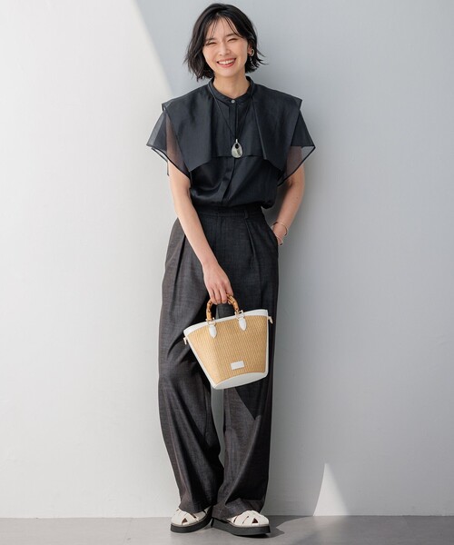 23区 S【接触冷感/洗える】シアーフィルム ブラウス　32サイズ 23区 ブラウス シャツ 「接触冷感/洗える」シアーフィルム