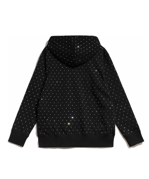 ▼▼HIPANDA ハイパンダ レディース ラインストーン ブラック SIZE M HIPANDA（ハイパンダ） パーカー 男女兼用 HIIPANDA ラインストーン