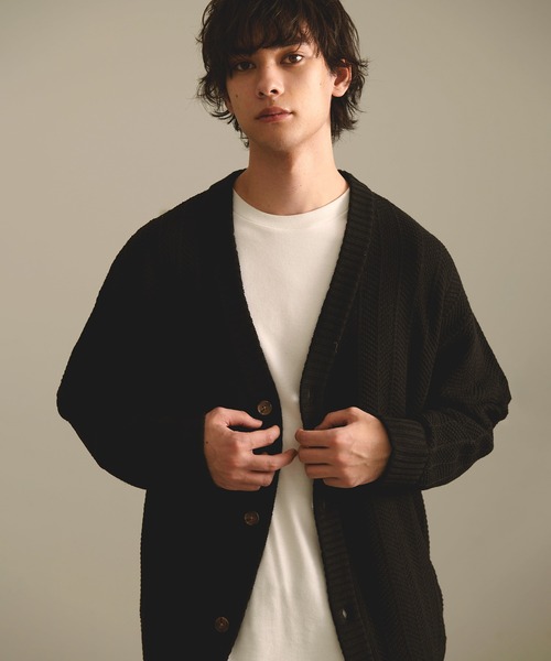 Revo. カーディガン ジオメストライプ ルーズカーディガン メンズ