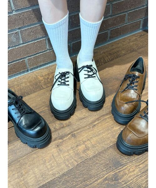 EVRIS（エヴリス） ローファー レースアッププラットフォームシューズ 