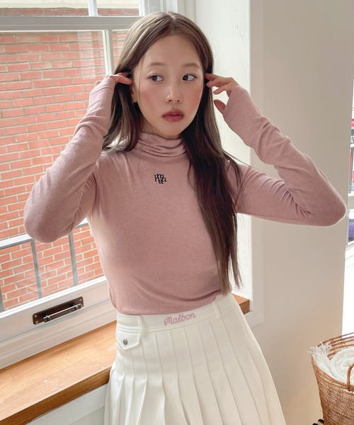 tシャツ A'GEM/9 × .kom 「muah muah/ムーアムーア」 LOGO STITCH WOOL SPAN POLA TEE/ロゴステッ